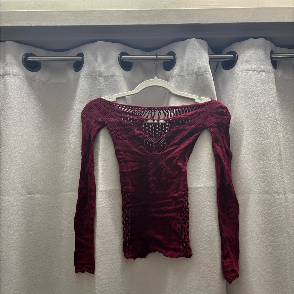 Stretchy Burgundy Women's Top